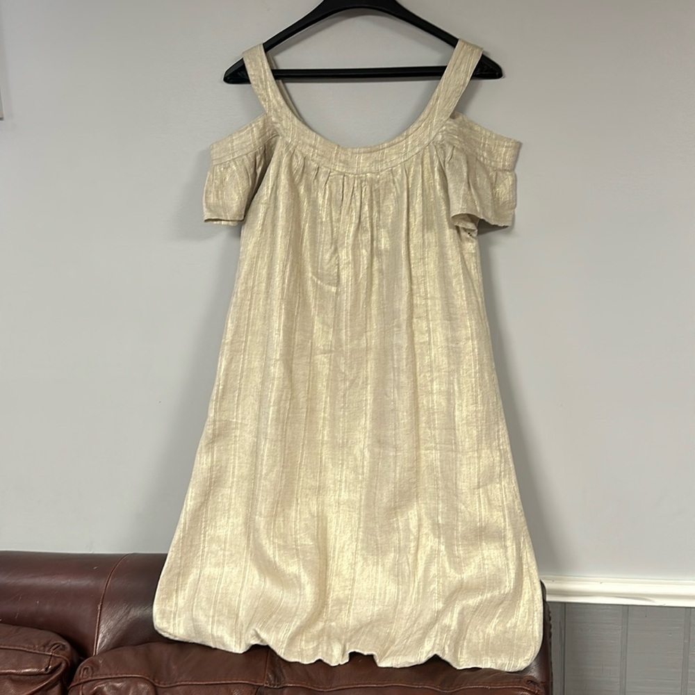 Billy Reid, Made in Italy,  Peek a Boo Shoulders Metallic Threads cotton dress 4